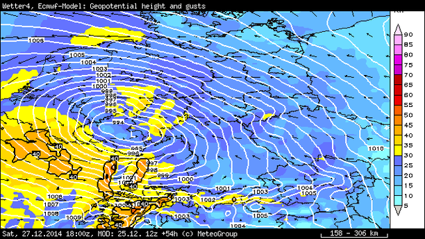 ECMWF Böen, 6-std. bis 27.12.14 18 UTC