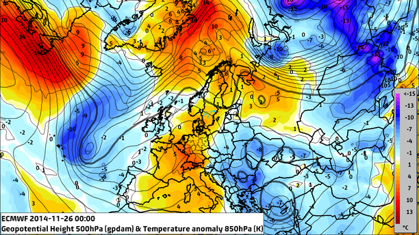 Abweichung Temperatur 850 hPa