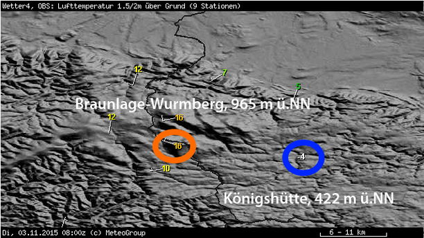 Temperaturen Harz 03.11.15 9 Uhr