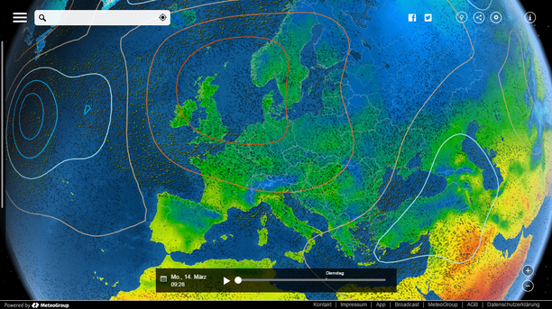 Wetterlage Montag MeteoEarth.com