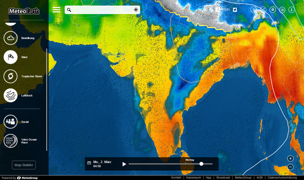 MeteoEarth.com Regen 6-std. Indien Montag