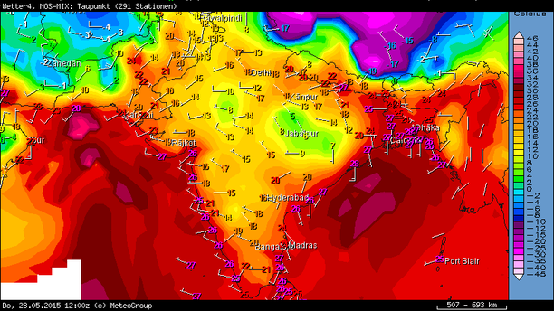 Höchsttemperaturen Indien 27.05.15