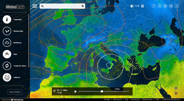 Wetterlage aktuell für Mistral mit MeteoEarth.com