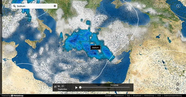 Unwetter östliches Mittelmeer MeteoEarth.com
