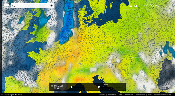 MeteoEarth.com Prognose Donnerstagabend