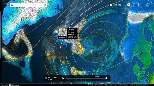 Wetter Island mit MeteoEarth.com
