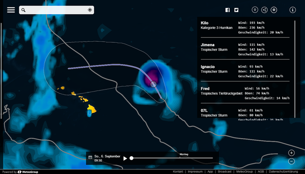 Tropensturm JIMENA bei Hawaii
