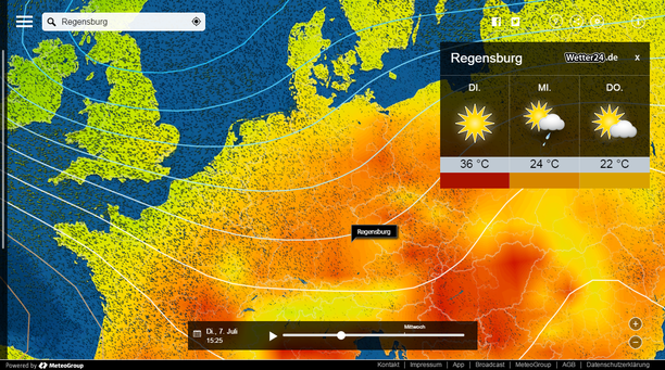 MeteoEarth.com Wetterlage Dienstag
