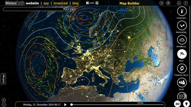 MeteoEarth.com: Windstream, Bodendruck am 15.12.14