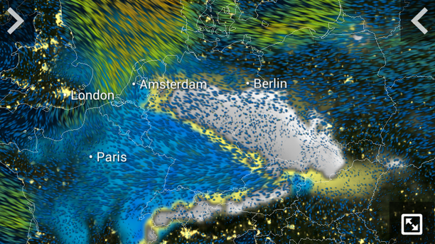 Regen, Schnee, Wind, MeteoEarth App 04.01.14, 00:30 Uhr