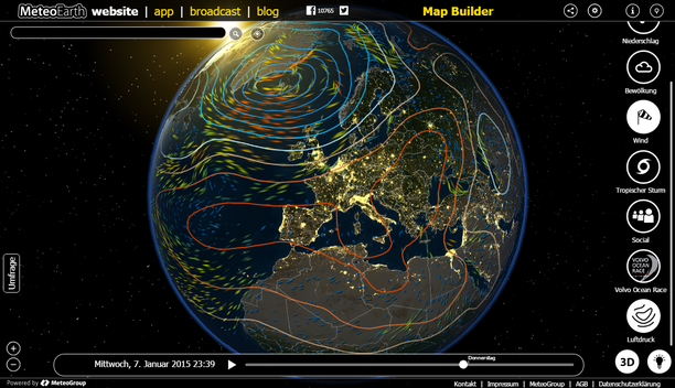 MeteoEarth.com Bodendruck, Windstream