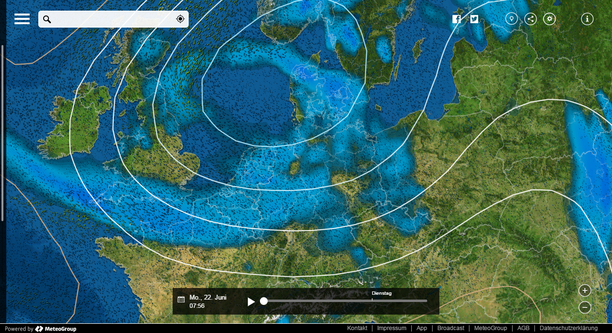 Wetterlage Montagmorgen, 22.06.15
