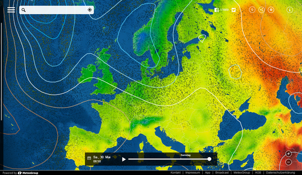 Wetterlage Samstag mit MeteoEarth.com