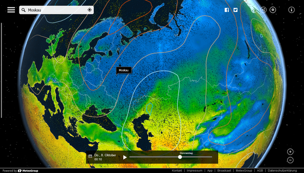 Kaltluftvorstoß MeteoEarth.com