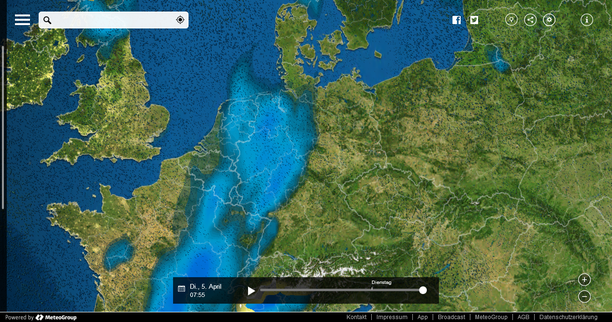 Wetter Dienstag mit MeteoEarth.com