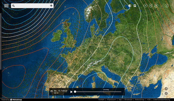 Wetterlage Montagmorgen MeteoEarth.com