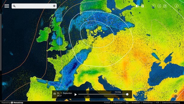 Wetter am Dienstagmorgen mit MeteoEarth.com