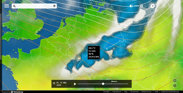 MeteoEarth.com Bewölkung Niederschlag