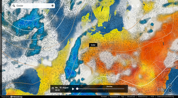 Wetter am Montag mit MeteoEarth.com