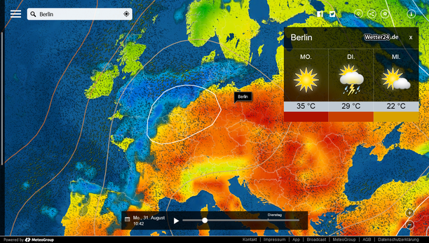 Wetterlage Montag MeteoEarth.com