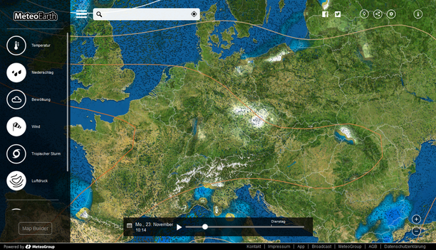 Wetterlage Montag MeteoEarth.com