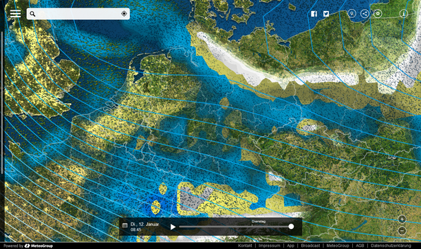 Regen, Schneeregen, Schnee mit MeteoEarth.com