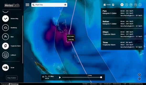 MeteoEarth.com Niederschlag 6-std. Vanuatu