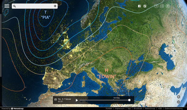 Wetterlage Samstag 06.02.16 MeteoEarth.com