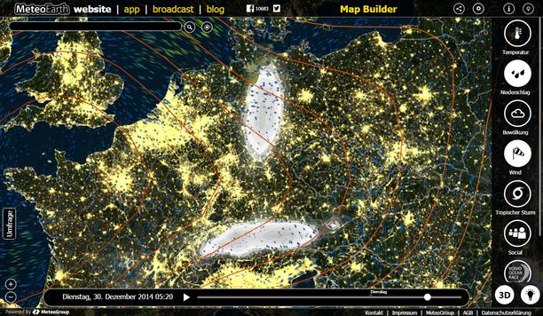 MeteoEarth.com Schnee Nacht zum 30.12.2014