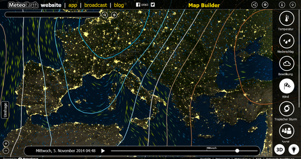 MeteoEarth.com Windprognose Mittwoch Italien