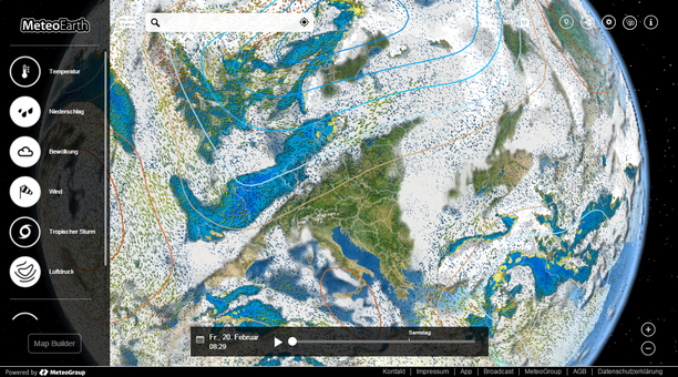 Wetterlage MeteoEarth.com Freitag 20.02.15