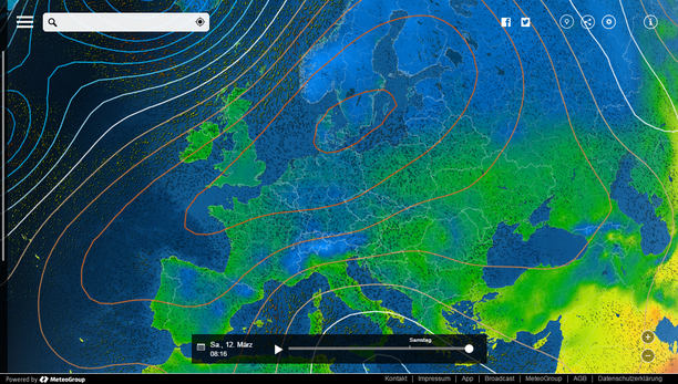 MeteoEarth.com Bodendruck, Wind, Temperatur
