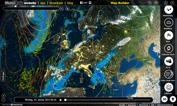 Wetter 19.01.15 mit MeteoEarth.com