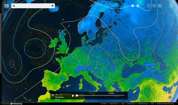 Wetterlage Montag MeteoEarth.com