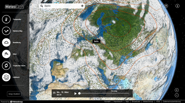 MeteoEarth.com Wetter am Montag