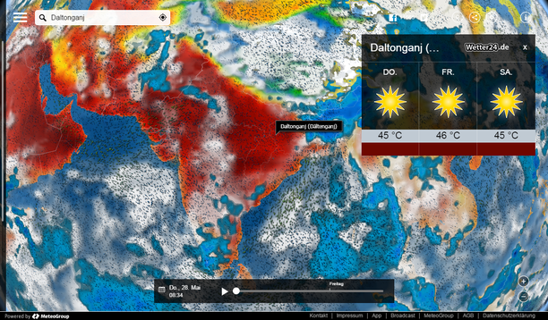 MeteoEarth.com Wetterlage Indien