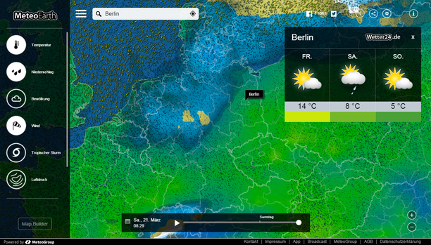 MeteoEarth.com Niederschlag Samstagmorgen