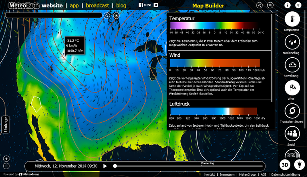 MeteoEarth.com Temperaturen und Luftdruck USA