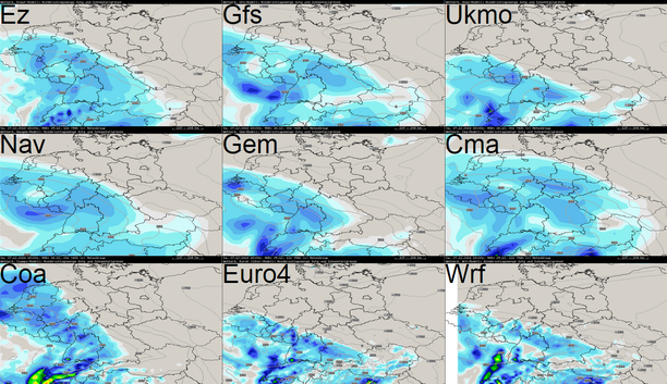 Modellvergleich Niederschlagssummen 6-std. 27.12.14, 18 UTC