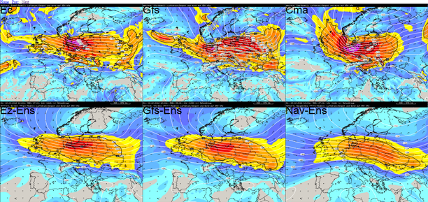 Wind 850 hPa Modellvergleich 02.02.16