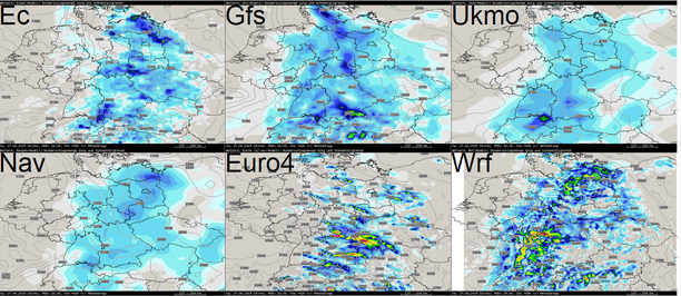 Modellvergleich Niederschlag 27.06.16, 18 UTC