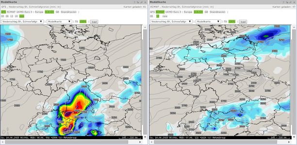 Modellvergleich Niederschlag 6-stündig 14.06.15 06 UTC