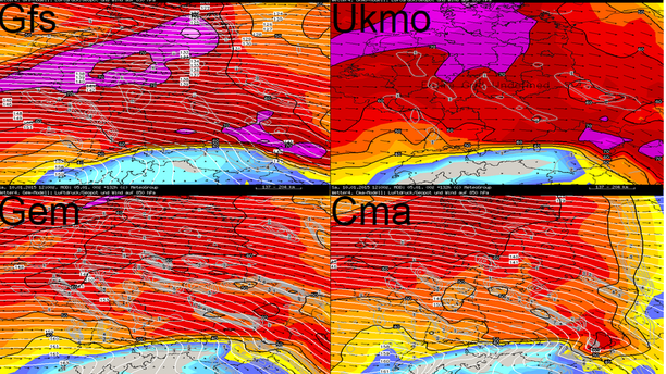 Modellvergleich Wind 850 hPa Samstag, 10.01.15, 12 UTC