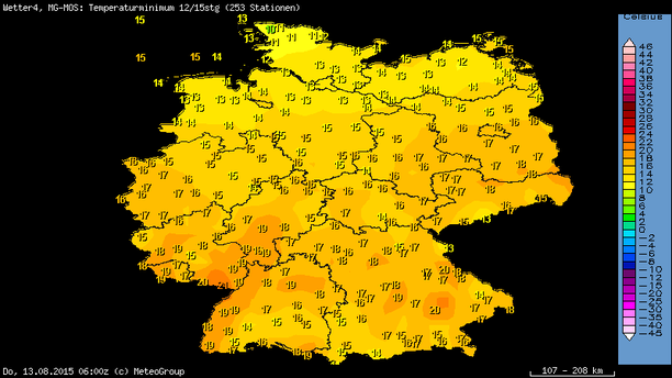 Tiefsttemperaturen Deutschland Nacht zum Donnerstag