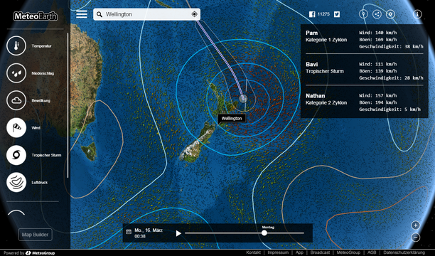 ex-Cyclone PAM New Zealand with MeteoEarth.com StormTracker