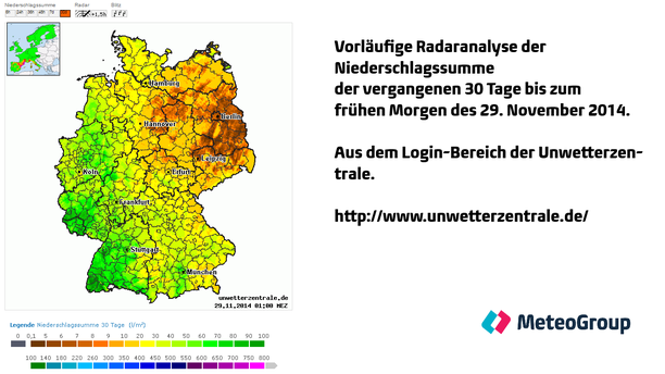 Niederschlagssumme November 2014 Deutschland