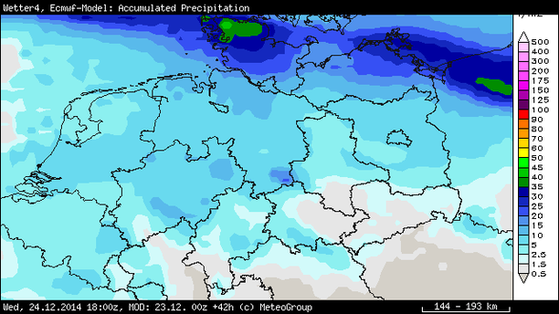 rrsum bis Mittwoch, 24.12.14, 18z ECMWF