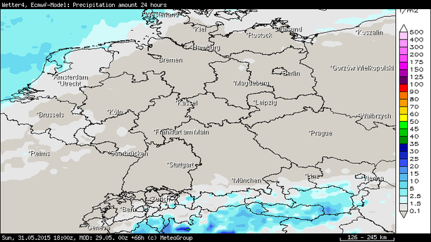 Niederschlagsprognose Sonntag, 31.05.15