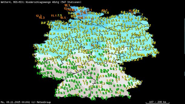 48-Stunden-Regensumme Samstag und Sonntag