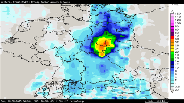 6-stündige Regensumme Nacht zum Sonntag